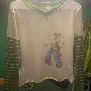 Elf Girl Graphic Long Sleeve Top